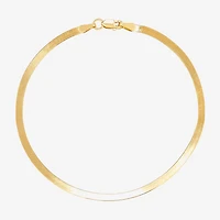 Made in Italy Womens 10K Gold 7.25 Inch Solid Herringbone Chain Bracelet