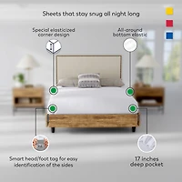 Color Sense 100% Cotton Cool & Crisp Lightweight 2 Fitted Sheets Sheet