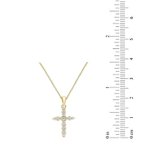Womens 1/ CT. T.W. Natural White Diamond 14K Gold Cross 18 Inch Pendant Necklace