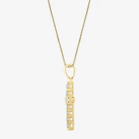 Womens 1/ CT. T.W. Natural White Diamond 14K Gold Cross 18 Inch Pendant Necklace