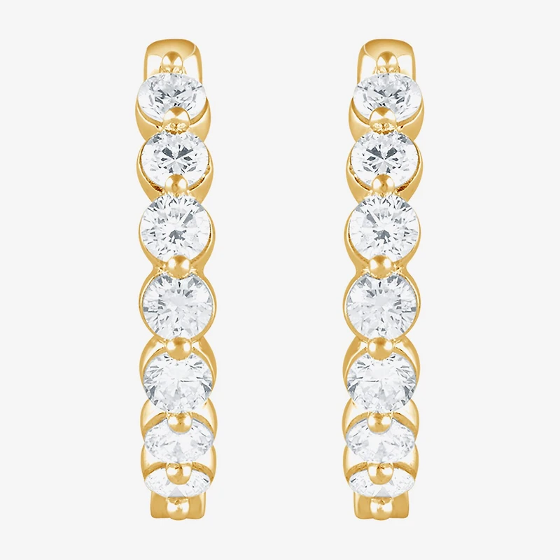 (G / Si1-Si2) Womens 2 CT. T.W. Lab Grown White Diamond Sterling Silver 20.1mm Hoop Earrings