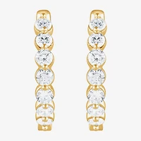 (G / Si1-Si2) Womens 2 CT. T.W. Lab Grown White Diamond Sterling Silver 20.1mm Hoop Earrings