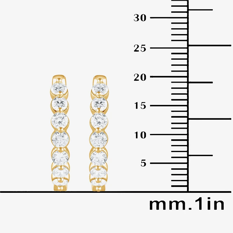 (G / Si1-Si2) Womens 2 CT. T.W. Lab Grown White Diamond Sterling Silver 20.1mm Hoop Earrings