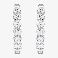 (G / Si1-Si2) Womens 2 CT. T.W. Lab Grown White Diamond Sterling Silver 20.1mm Hoop Earrings