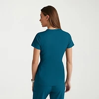 Grey's Anatomy™ by Barco Spandex Stretch Direct Grst185 Bolt 3-Pocket\N Womens Plus V Neck Short Sleeve Fabric Moisture Wicking Wrinkle Resistant Scrub Top