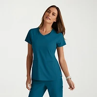 Grey's Anatomy™ by Barco Spandex Stretch Direct Grst185 Bolt 3-Pocket\N Womens V Neck Short Sleeve Fabric Moisture Wicking Wrinkle Resistant Scrub Top