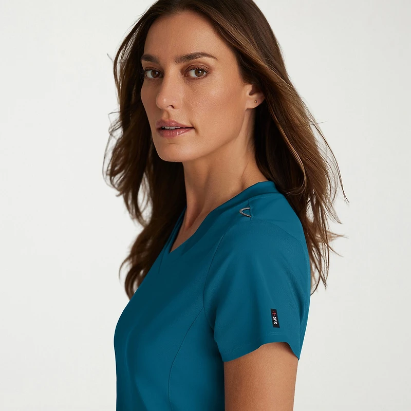 Grey's Anatomy™ by Barco Spandex Stretch Direct Grst185 Bolt 3-Pocket\N Womens V Neck Short Sleeve Fabric Moisture Wicking Wrinkle Resistant Scrub Top