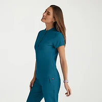 Grey's Anatomy™ by Barco Spandex Stretch Direct Grst186 Rush 1-Pocket Snap Collar Womens Plus Short Sleeve Fabric Moisture Wicking Wrinkle Resistant Scrub Top