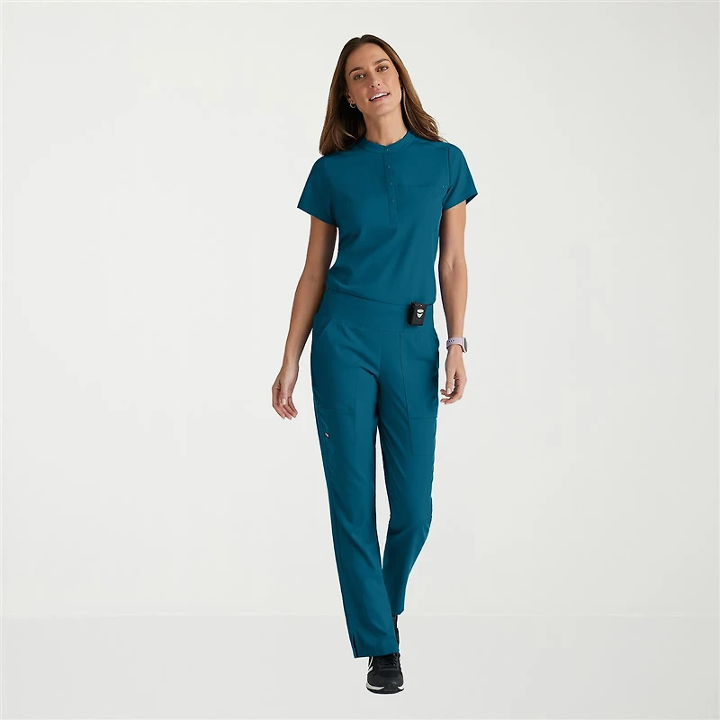 Grey's Anatomy™ by Barco Spandex Stretch Direct Grst186 Rush 1-Pocket Snap Collar Womens Short Sleeve Fabric Moisture Wicking Wrinkle Resistant Scrub Top