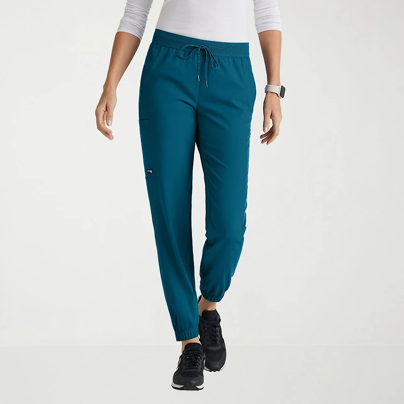 Grey's Anatomy™ by Barco Spandex Stretch Direct Grsp632 Dash 5-Pocket Mid-Rise Jogger Womens Plus Tall Fabric Moisture Wicking Wrinkle Resistant Scrub Pant