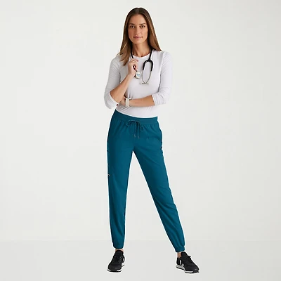 Grey's Anatomy™ by Barco Spandex Stretch Direct Grsp632 Dash 5-Pocket Mid-Rise Jogger Womens Plus Tall Fabric Moisture Wicking Wrinkle Resistant Scrub Pant