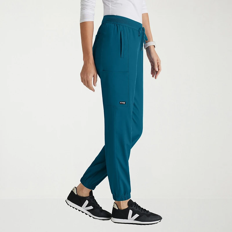 Grey's Anatomy™ by Barco Spandex Stretch Direct Grsp632 Dash 5-Pocket Mid-Rise Jogger Womens Petite Fabric Moisture Wicking Wrinkle Resistant Scrub Pant