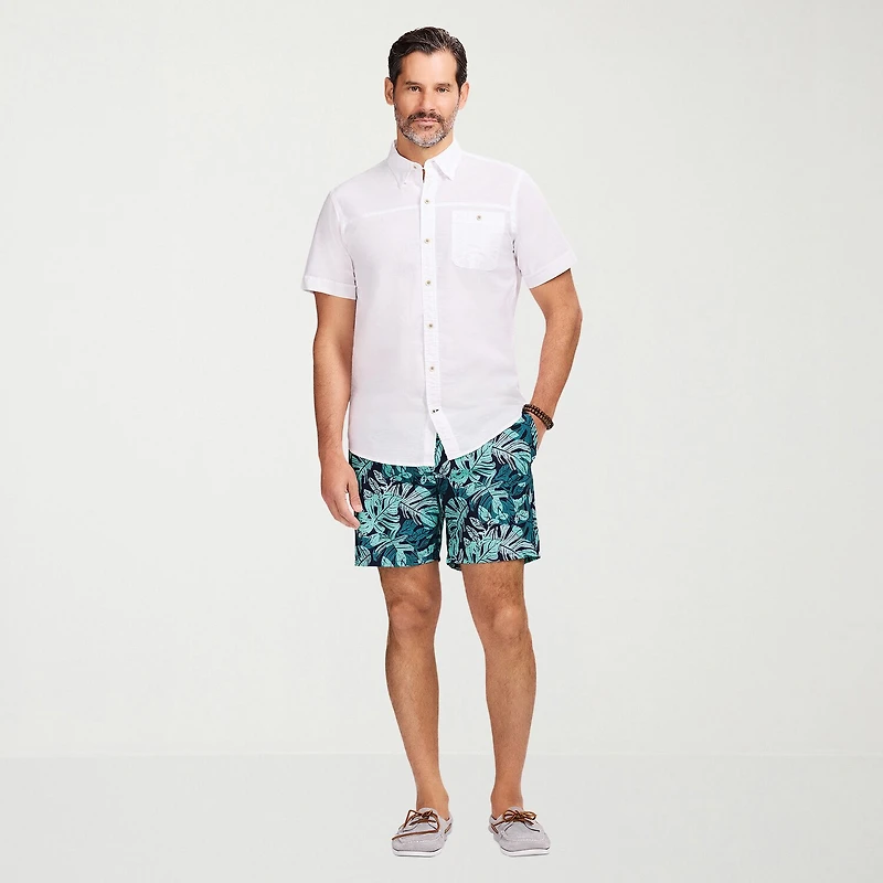 IZOD Dockside Chambray Mens Short Sleeve Classic Fit Button-Down Shirt