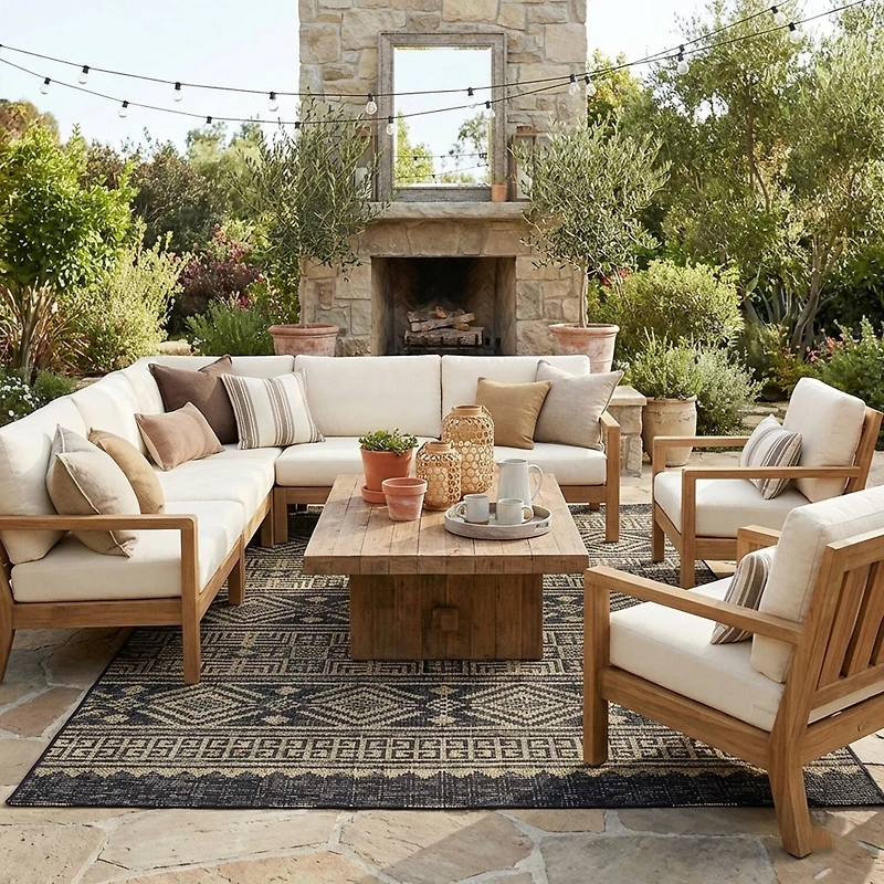 Sylvestra Geometric Vestige Indoor Outdoor Rectangular Area Rug
