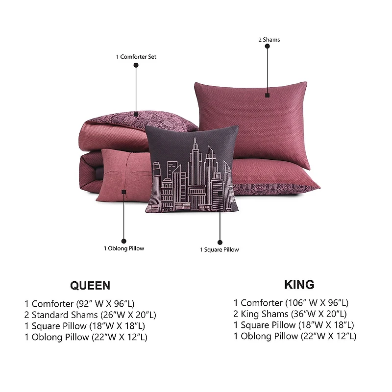 Bebejan Mauve Dreams 5-pc. REVERSIBLE Comforter Set