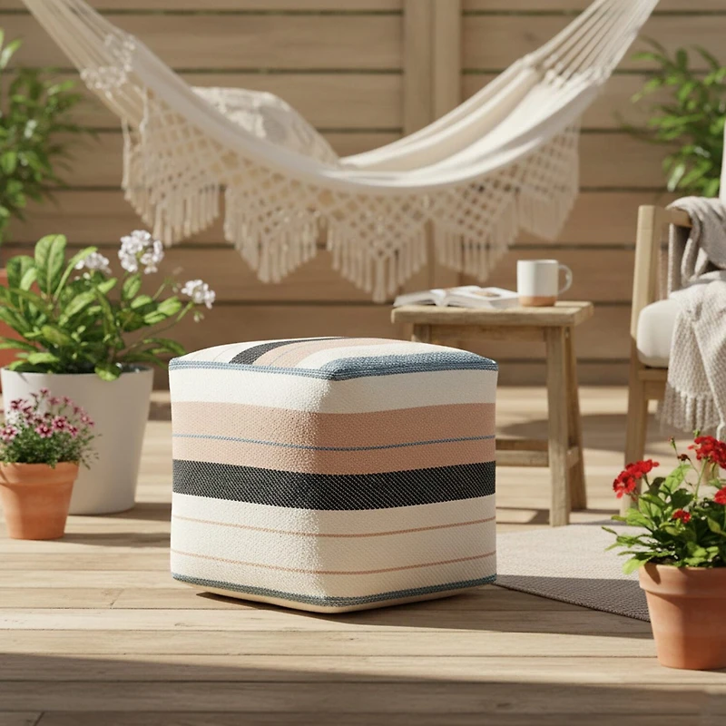 LR Home Caerwyn 20" Handmade Polyester Pouf