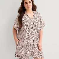 Ambrielle Womens Short Sleeve 2-pc. Plus Pajama Set