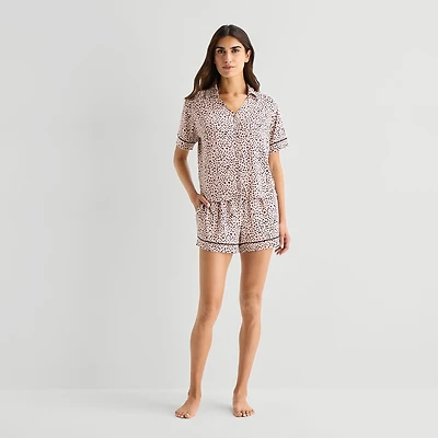 Ambrielle Womens Short Sleeve 2-pc. Pajama Set