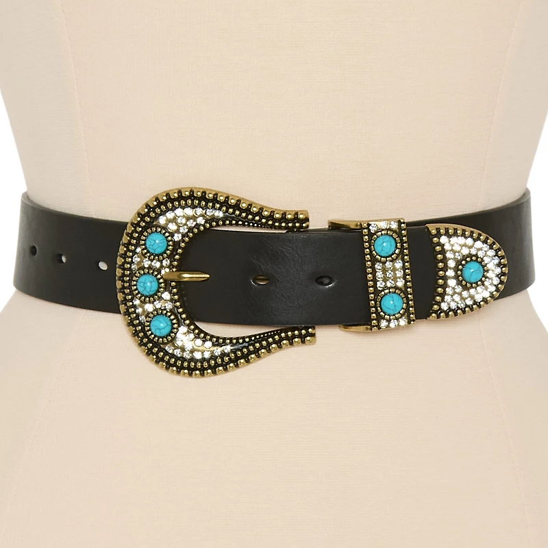 JS Jessica Simpson Turquoise Accented Casual Hip Belt Womens