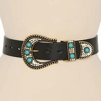 JS Jessica Simpson Turquoise Accented Casual Hip Belt Womens