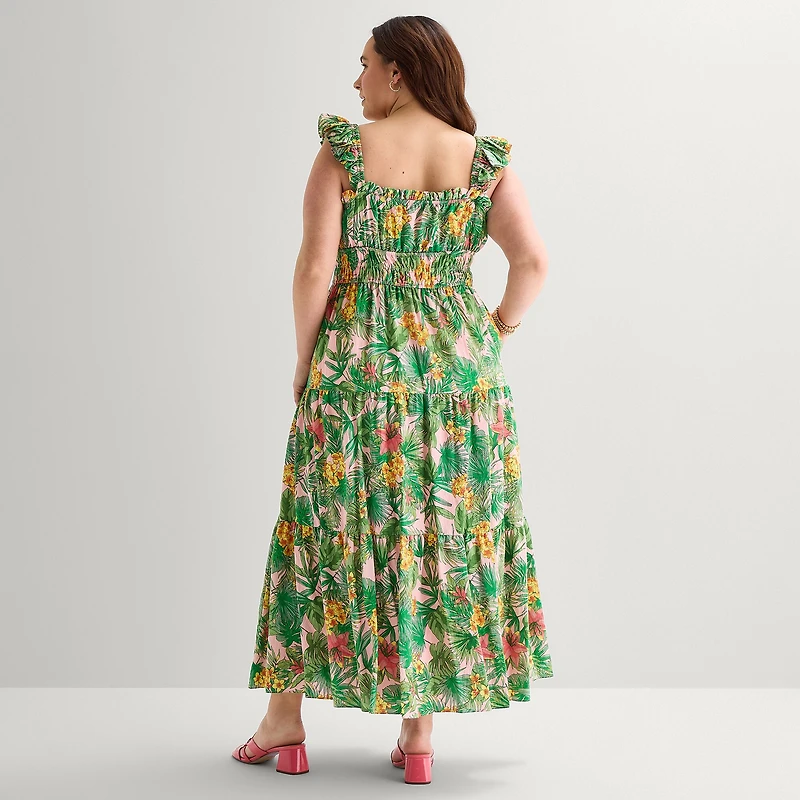 Melonie T Womens Plus Square Neck Sleeveless Maxi Dress