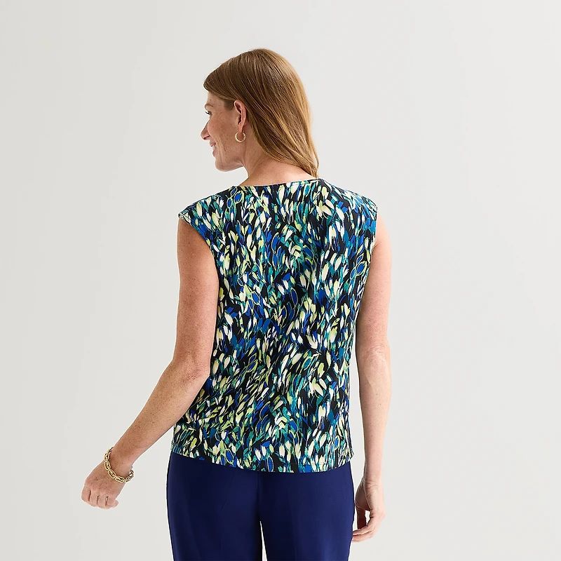 Black Label by Evan-Picone Womens Keyhole Neck Sleeveless Blouse