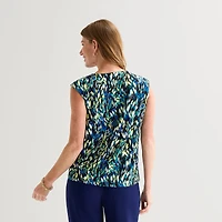 Black Label by Evan-Picone Womens Keyhole Neck Sleeveless Blouse
