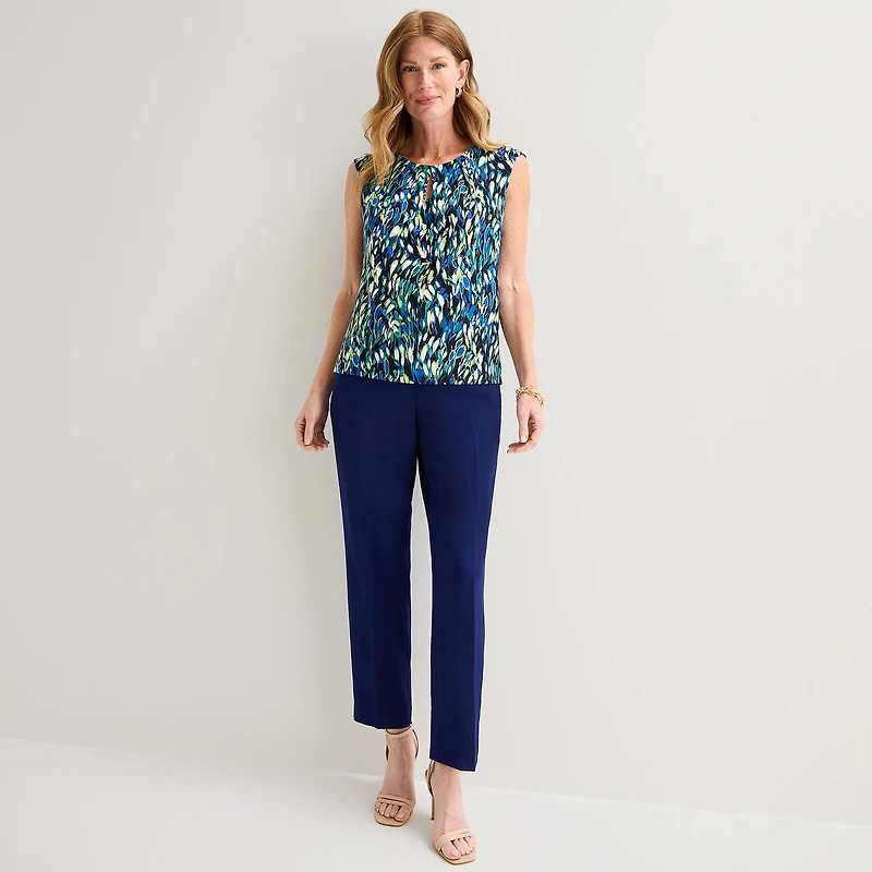 Black Label by Evan-Picone Womens Keyhole Neck Sleeveless Blouse