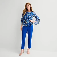 Black Label by Evan-Picone Womens Round Neck 3/4 Sleeve Blouse