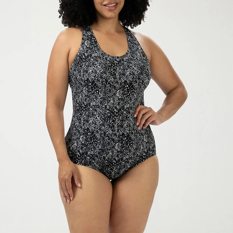 Dolfin Womens Striped Moderate Coverage One Piece Swimsuit
