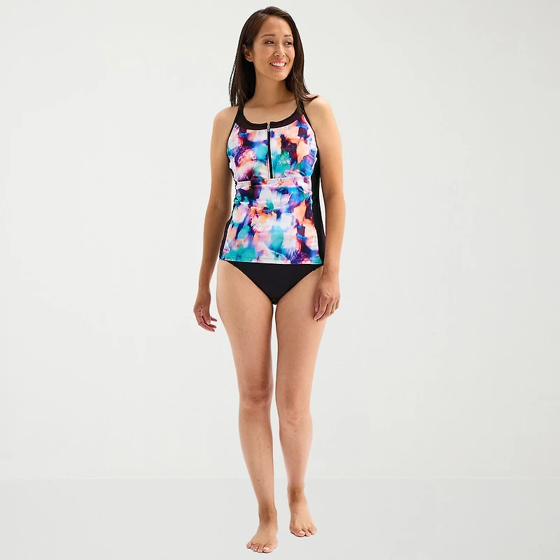 Free Country Womens Stretch Fabric Floral Tankini Swimsuit Top