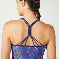 Free Country Womens Stretch Fabric Chevron Tankini Swimsuit Top