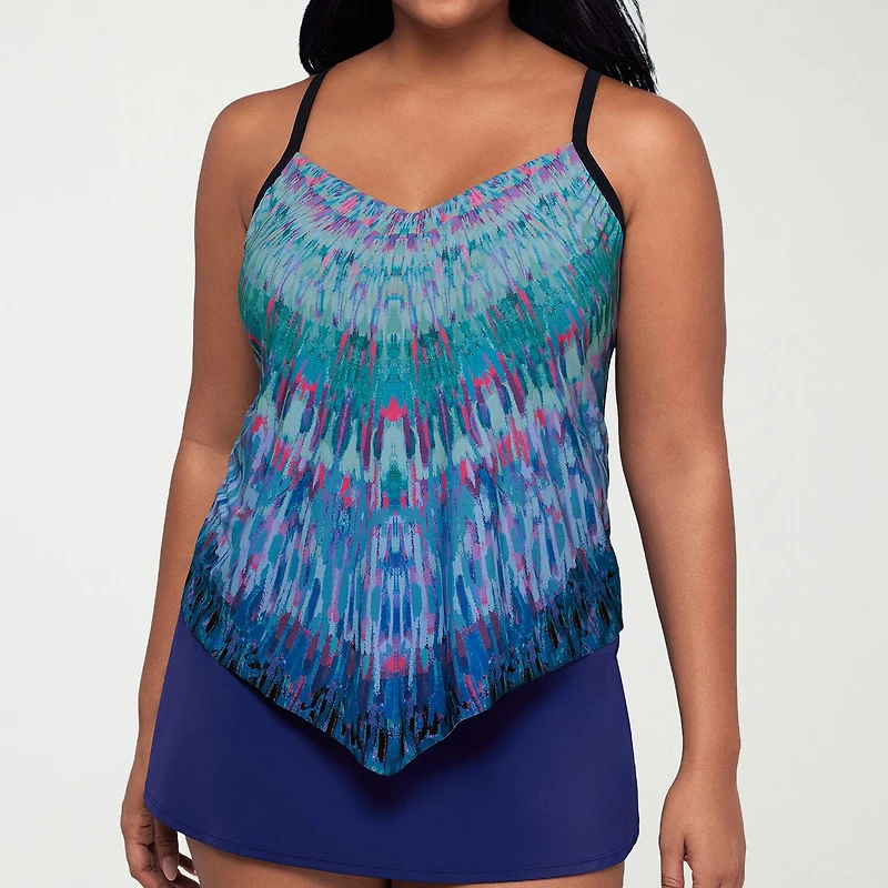 Trimshaper Womens Tie Dye Tankini Swimsuit Top