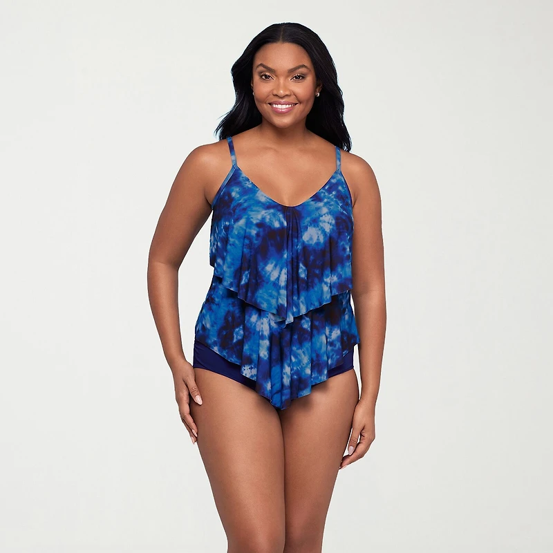 Trimshaper Womens Tie-Dye Tankini Swimsuit Top