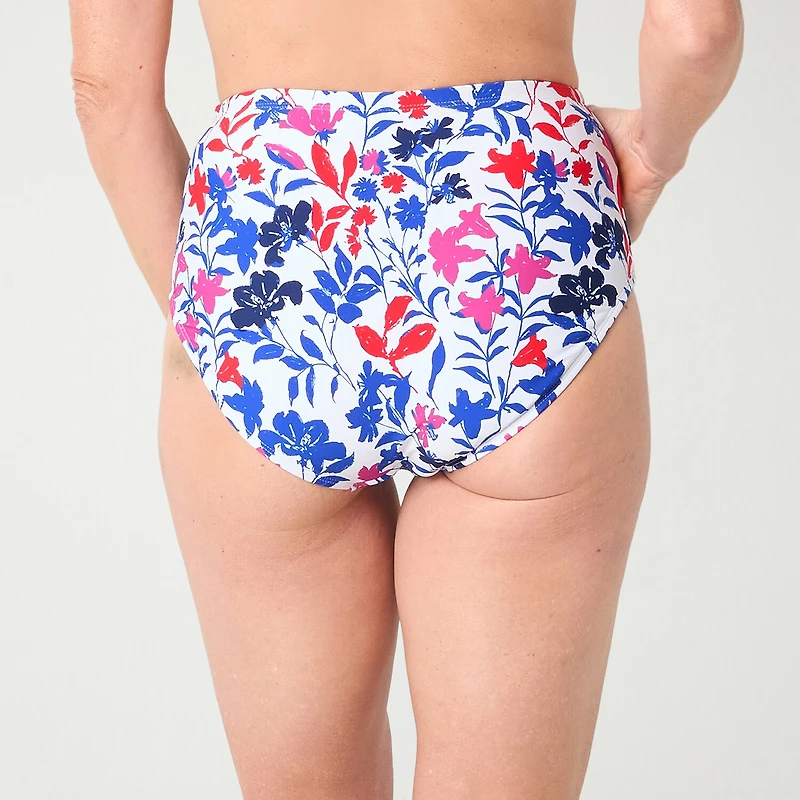 Liz Claiborne Comfort Waistband Floral Brief Bikini Swimsuit Bottom