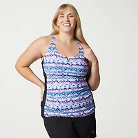 Free Country Womens Built Bra SHIRRED Stretch Fabric Plus Tankini Swimsuit Top