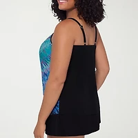 Trimshaper Womens Tie Dye Plus Tankini Swimsuit Top