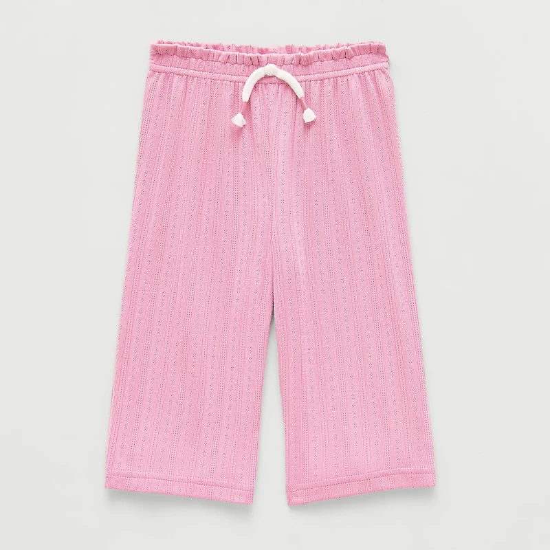 Okie Dokie Baby Girls Wide Leg Loose Fit Pull-On Pant