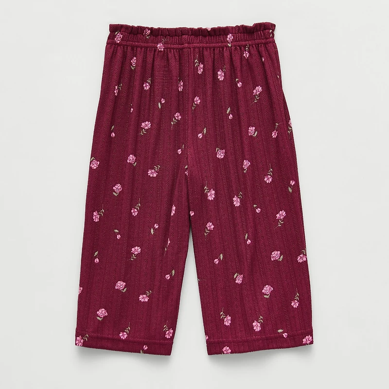 Okie Dokie Baby Girls Wide Leg Loose Fit Pull-On Pant