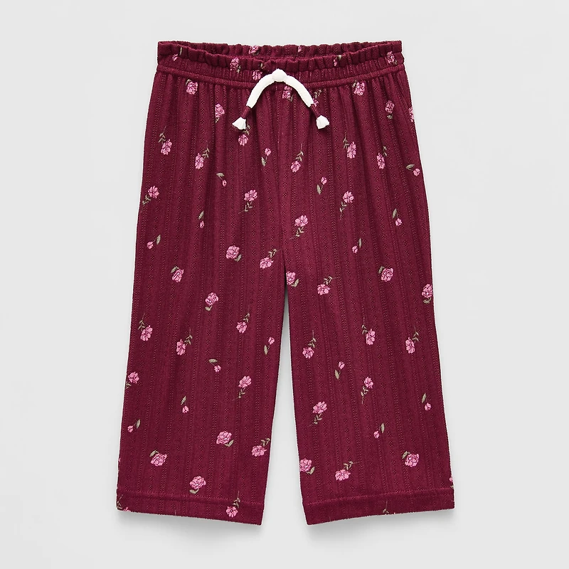 Okie Dokie Baby Girls Wide Leg Loose Fit Pull-On Pant