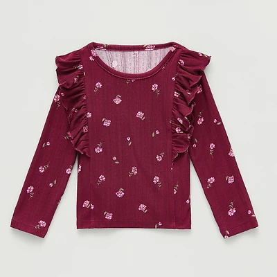 Okie Dokie Baby Girls Round Neck Long Sleeve T-Shirt