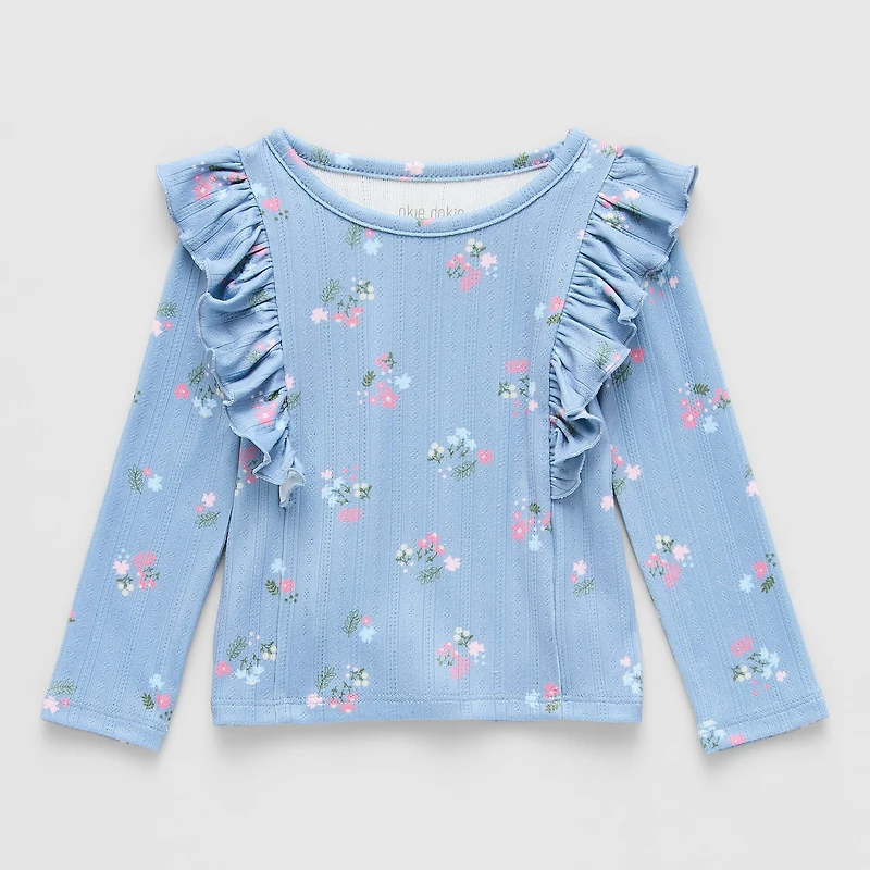 Okie Dokie Baby Girls Round Neck Long Sleeve T-Shirt