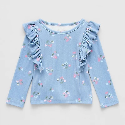 Okie Dokie Baby Girls Round Neck Long Sleeve T-Shirt