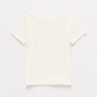 Okie Dokie Toddler & Little Girls Short Sleeve Regular Fit Lace Trim Shirt