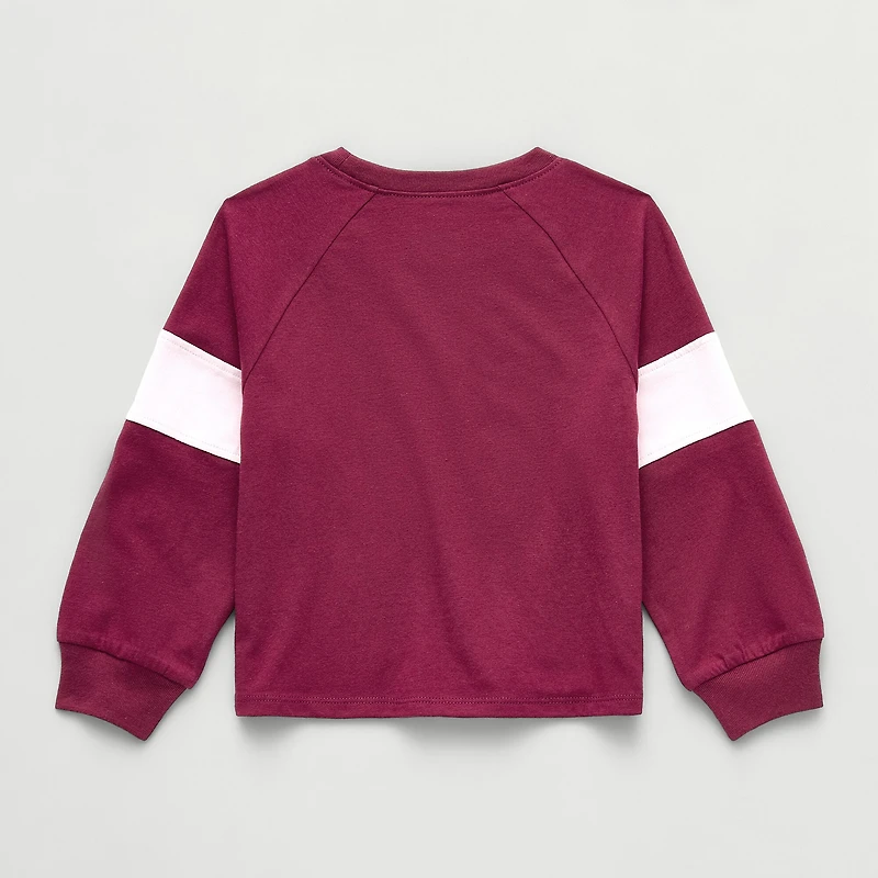 Okie Dokie Toddler & Little Girls Round Neck Long Sleeve Relaxed Fit Graphic T-Shirt