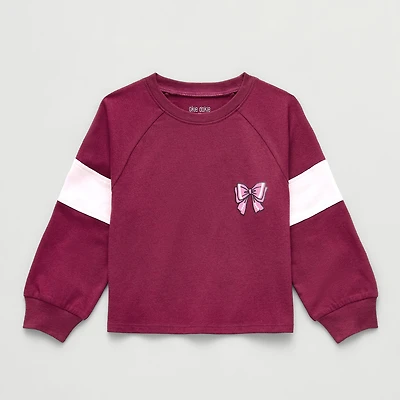 Okie Dokie Toddler & Little Girls Round Neck Long Sleeve Relaxed Fit Graphic T-Shirt