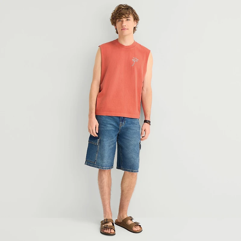Arizona Mens Crew Neck Sleeveless Muscle T-Shirt
