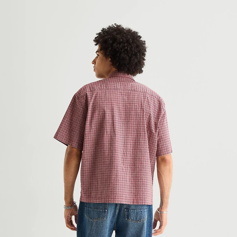 Arizona Mens Short Sleeve Boxy Fit Button-Down Shirt