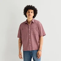 Arizona Mens Short Sleeve Boxy Fit Button-Down Shirt