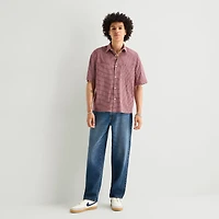 Arizona Mens Short Sleeve Boxy Fit Button-Down Shirt